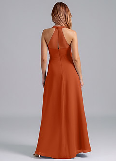 Azazie Dorota Bridesmaid Dresses Burnt Orange A-Line Pleated Chiffon Dress image2