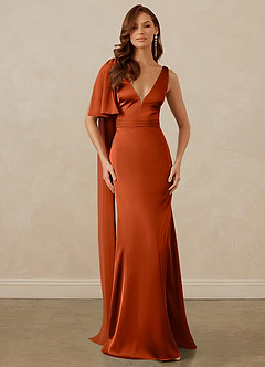 Christian Siriano Bridal for Azazie 1011 Bridesmaid Dresses Paprika Mermaid Bow Stretch Satin Dress image1