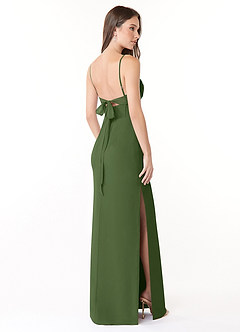 Azazie Mai Bridesmaid Dresses Olive Sheath Pleated Chiffon Dress image4