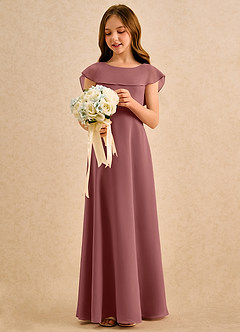 Azazie Kittie Girls Formal Flower Girl Klänningar Klä A-Line i Chiffong image3