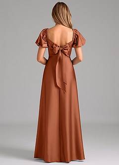 Azazie Fatima Bridesmaid Dresses Cedar Rose A-Line Pleated Stretch Satin Dress image6