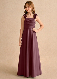 Azazie Rosita Girls Formal Flower Girl Klänningar Klänning A-Line i Stretch Satin Plisserad image4