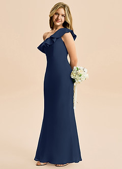Azazie Alissa Junior Meerjungfrau-Linie Gestreift Chiffon Kleid Dunkelmarine image3