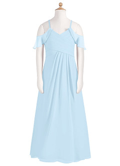 Azazie Dakota Junior Sky Blue A-Line Off the Shoulder Chiffon Dress image6