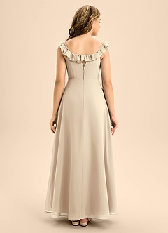 Azazie Callie Junior Abito A-Line in Chiffon Increspato Champagne image2