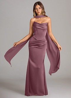 Azazie Sorrel Bridesmaid Dresses Amethyst Mermaid Strapless Stretch Satin Convertible Dress image1