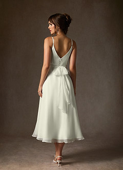 Azazie Kali Vestidos de novia Vestido de Crema de gasa arrugada de Corte en A con Cuello en V Plisado image2