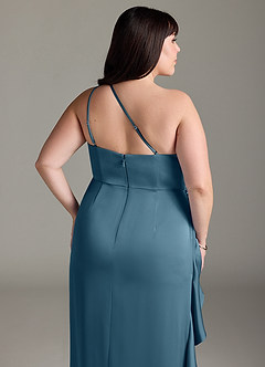 Azazie Latrice Bridesmaid Dresses Bermuda Sheath One Shoulder Cascading Ruffles Stretch Satin Dress image12