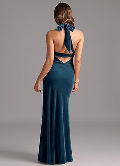 Azazie Drita Final Sale Black Mermaid Pleated Velvet Dress image6