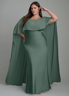 Azazie Stefania Bridesmaid Dresses Sea Moss A-Line Stretch Satin Dress image7