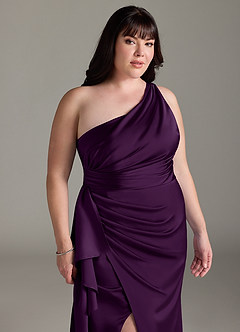 Azazie Maive Robes de demoiselle d'honneur Robe Fourreau en Satin extensible Rayé Grain De Raisin image6
