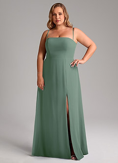 Azazie Wren Bridesmaid Dresses Eucalyptus A-Line Side Slit Chiffon Convertible Dress image14