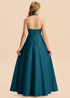 Azazie Kady Junior Ink Blue A-Line Sweetheart Neckline Stretch Satin Dress image2