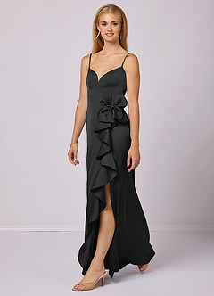 Barbie ♥ Azazie Bridesmaid Dresses Sheath Bow Stretch Satin Floor-Length Dress image4