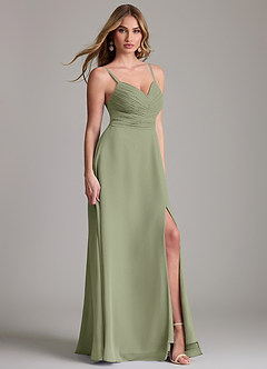 Azazie Terese Bridesmaid Dresses Pistachio A-Line Pleated Chiffon Dress image3