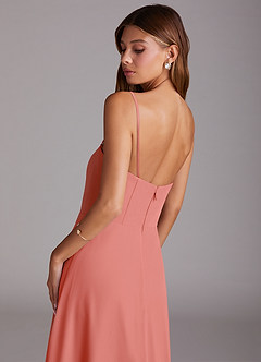 Azazie Wren Bridesmaid Dresses Salmon Pink A-Line Strapless Chiffon Dress image7