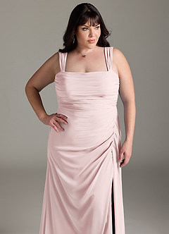 Azazie Jesaphine Abiti da Damigella Abito Tubino in Chiffon Fiocco Rosa Rossore image13