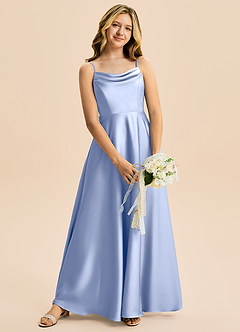 Azazie Isolde Junior Jurk van Stretch Satijn met A-Lijn Geplooid Ijs image2