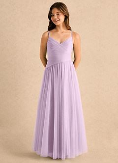 Azazie Poppy Girls Formal Abiti da Ragazza di Fiori Abito A-Line in Tulle Plissettato Lilla Glassato image5