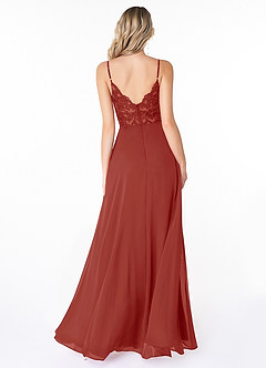 Azazie Lena Abiti da Damigella Abito A-Line in Chiffon Pizzo Terracotta image2