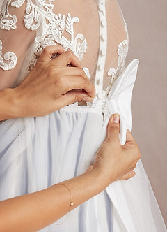 Azazie Elodie Flower Girl Dresses Ivory Stormy Ball-Gown Lace Dress image9