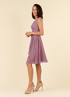Azazie Theron Mother of the Bride Dresses Vintage Mauve A-Line V-Neck Pleated Chiffon Dress image3