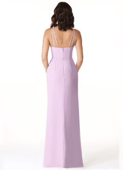 Azazie Leo At-home Try On Dresses Dusk Mermaid V-Neck Pleated Chiffon Dress image2