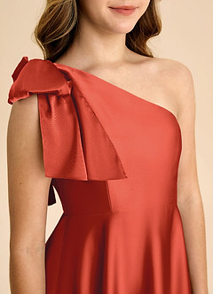 Azazie Penguin Junior Abito A-Line in Raso Elasticizzato Fiocco Ruggine image7