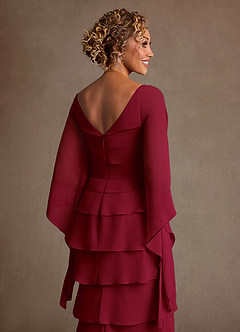 Azazie Arabinda vestidos de madre de la novia Vestido de Borgoña de Gasa de Corte Recto con Volante image6