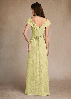 Azazie Myrtle Mother of the Bride Dresses Lemon Sorbet A-Line Pleated Floral Burnout Dress image3