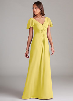 Azazie Soren Bridesmaid Dresses Canary A-Line Ruched Chiffon Dress image8
