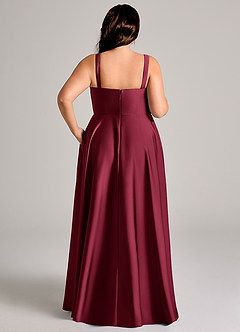Azazie Shaude Bridesmaid Dresses Burgundy A-Line Pleated Stretch Satin Dress image14