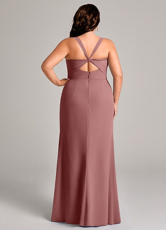 Azazie Mero Bridesmaid Dresses Desert Rose Sheath Pleated Chiffon Dress image10