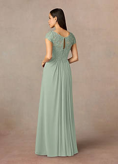 Azazie Macy Mother of the Bride Dresses Dusty Sage A-Line V-Neck Sequin Lace Lace Dress image4