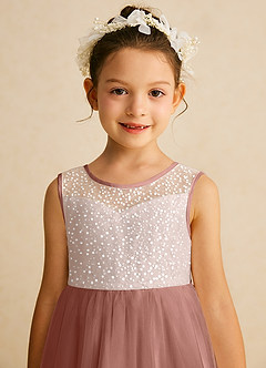 Azazie Tay Flower Girl Dresses Cedar Rose A-Line Sequins Tulle Dress image7