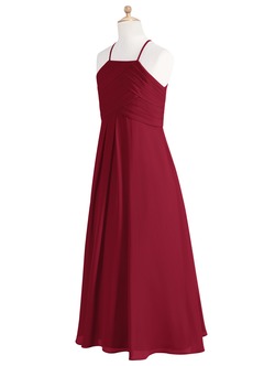 Azazie Ginger Junior Burgundy A-Line Pleated Chiffon Dress image9