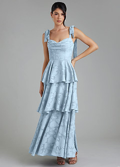 Azazie Jude At-home Try On Dresses Sky Blue A-Line Sweetheart Neckline Floral Burnout Dress image2
