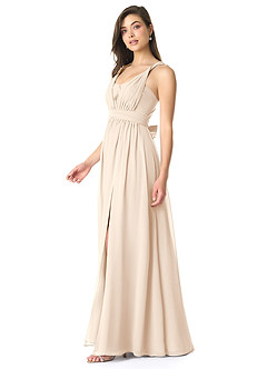 Azazie Olani Bridesmaid Dresses White Alabaster A-Line Off the Shoulder Chiffon Convertible Dress image4