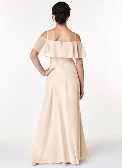 Azazie Maggie Junior White Alabaster A-Line Off the Shoulder Chiffon Dress image2