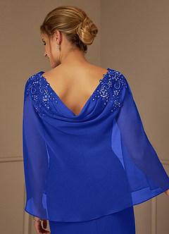 Azazie Carmela Mother of the Bride Dresses Royal Blue Sheath Lace Chiffon Dress image7