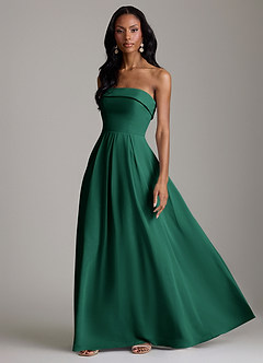 Azazie Lucienne Bridesmaid Dresses Emerald A-Line Strapless Chiffon Convertible Dress image5