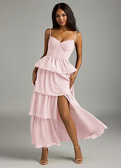 Azazie Kaiden Bridesmaid Dresses Blushing Pink A-Line Sweetheart Neckline Chiffon Dress image5