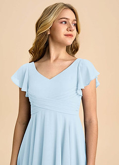 Azazie Caria Junior Sky Blue A-Line Pleated Chiffon Dress image4