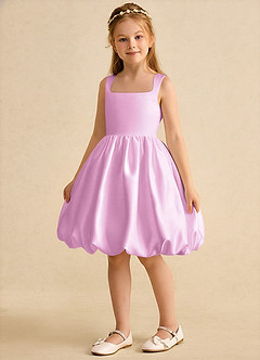 Azazie Nirvana Robe Demoiselle D'honneur Fillette Robe Princesse en Mat Satiné Rayé Rose Bonbon image5