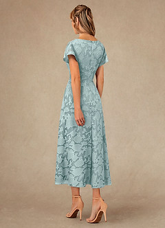 Azazie Vera Mother of the Bride Dresses Mist A-Line Pleated Floral Burnout Dress image3