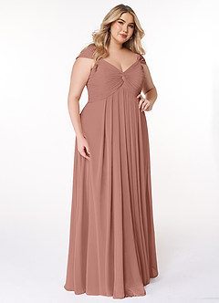 Azazie Kaitlynn Bridesmaid Dresses Cedar Rose Empire Ruched Chiffon Convertible Dress image12