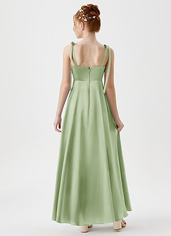 Azazie Rosey Junior Dusty Sage A-Line Sweetheart Neckline Metallic Satin Dress image2