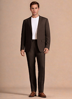 front Wesley Marron Foncé Costume en lin mélangé