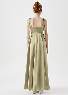 Azazie Rosey Junior Moss Green A-Line Sweetheart Neckline Metallic Satin Dress image7