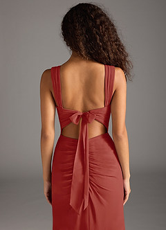 Azazie Jesaphine Robes de demoiselle d'honneur Robe Fourreau en Mousseline de soie Arc Terracotta image6